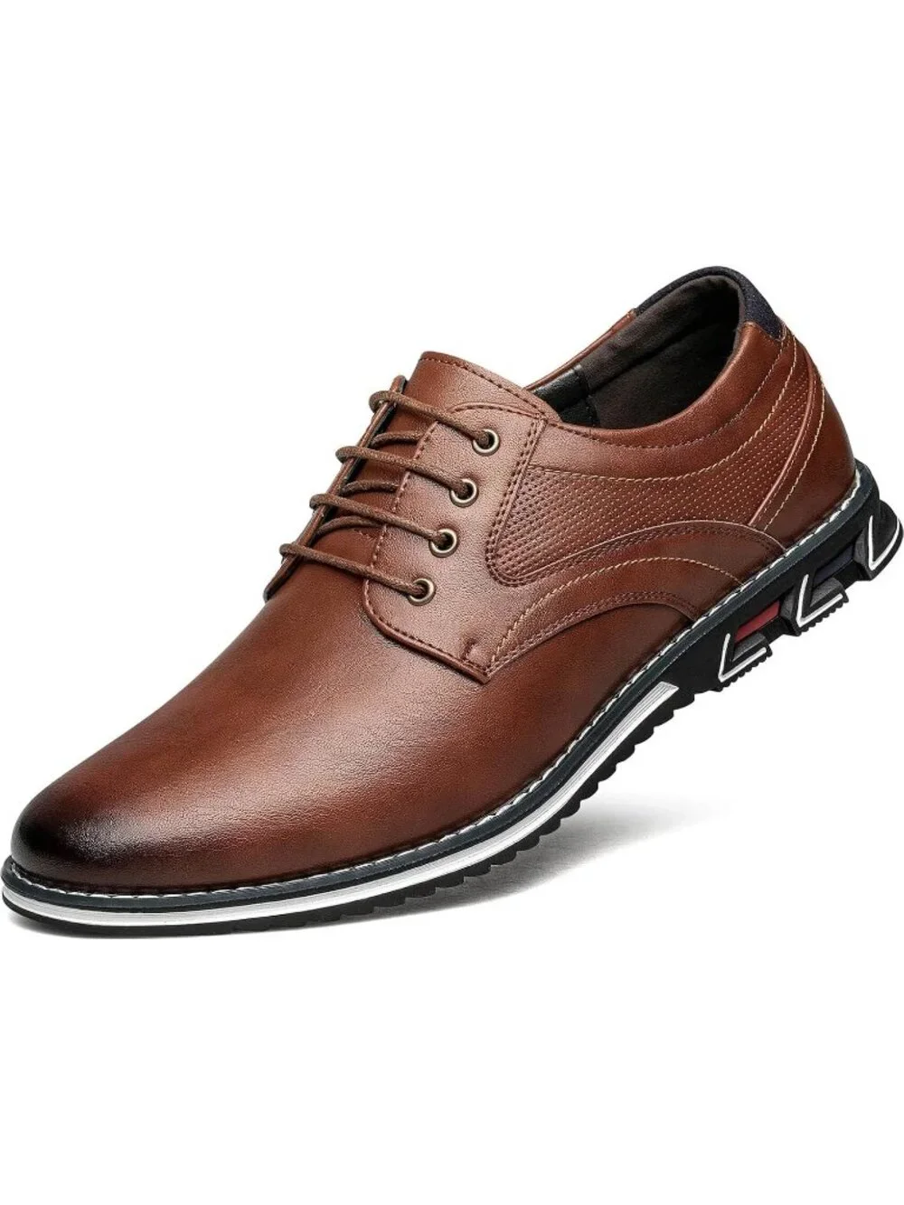 Men's Light Brown Superior Flexural Leather Business Oxford Derby Dress Shoes